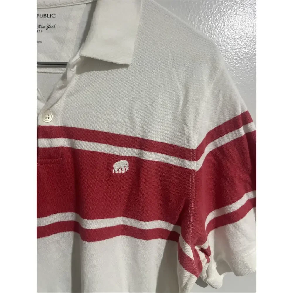 Rugby banana republic Skater polo white w/ Red stripe Size Large